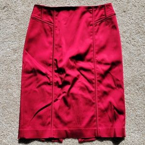 White House Black Market- Red Satin Pencil Skirt - Size 6